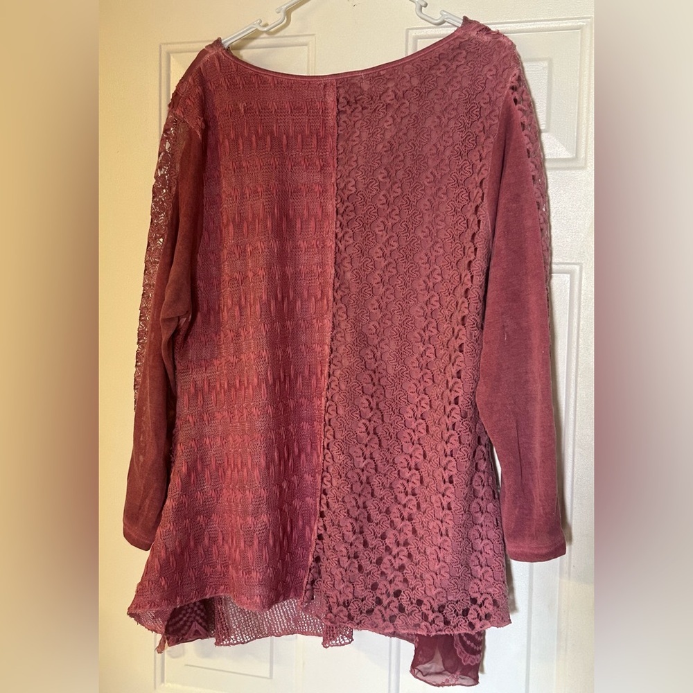 SIMPLY‎ COUTURE Women's Lace Blouse Long Sleeve Cowl Neck Chiffon Layers Shirt. - Picture 7 of 14